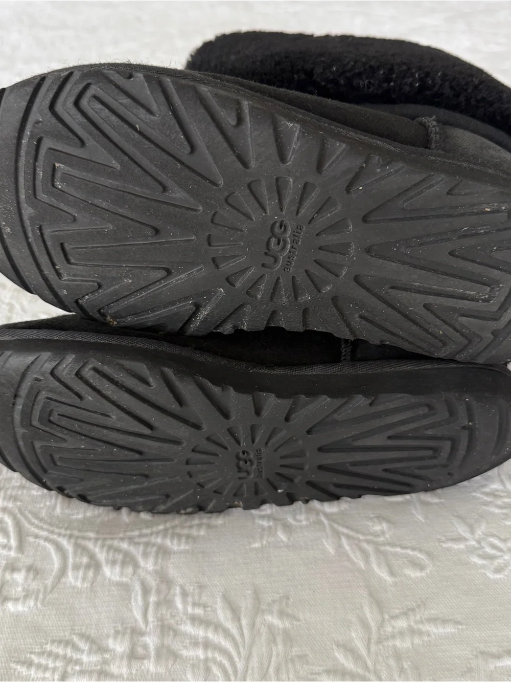 UGG Black Fur Trim Shearling Winter Boots size 6